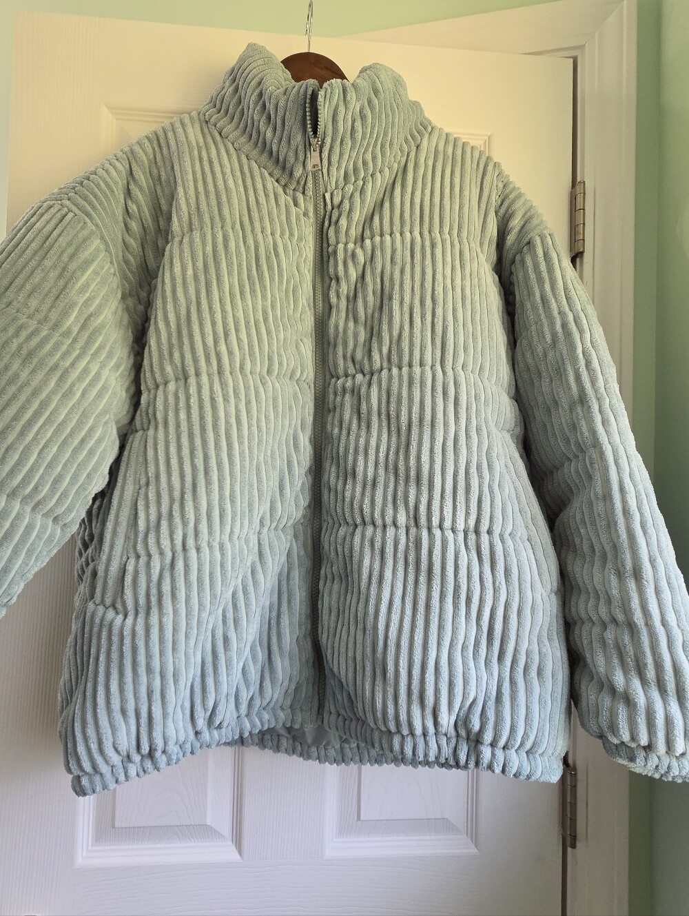 SHEIN Curve Light Blue Corduroy Puffer Jacket 1XL